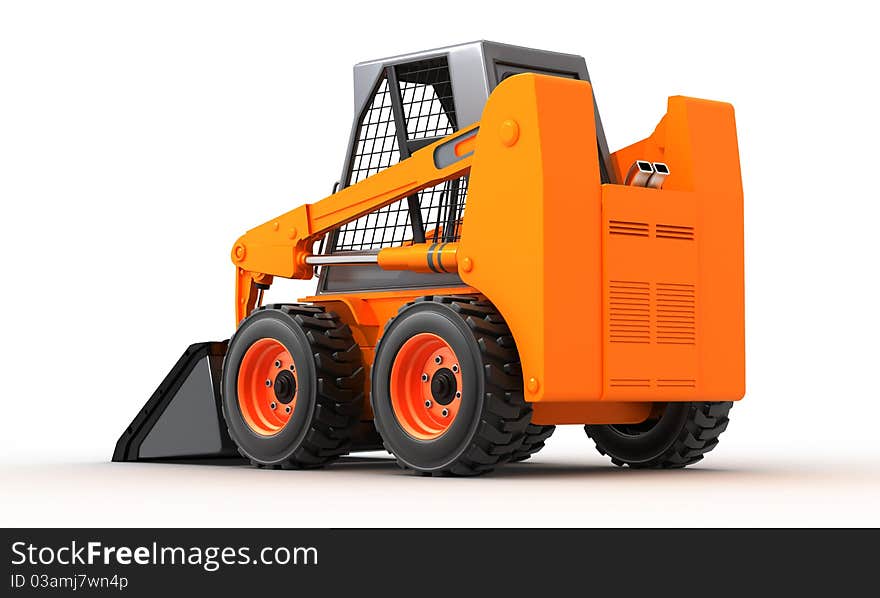 Skid steer loader isolated on white background, 3d