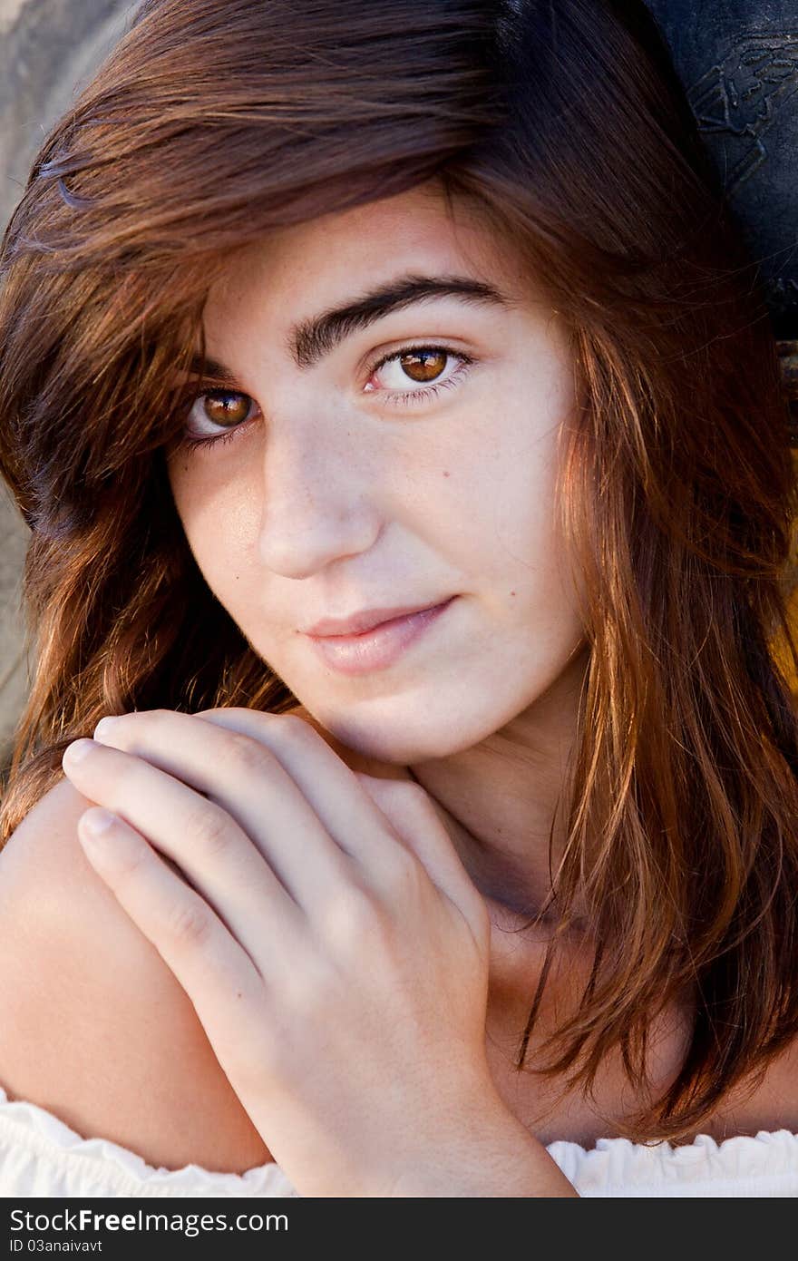 Close up view of a beautiful face of a young girl.