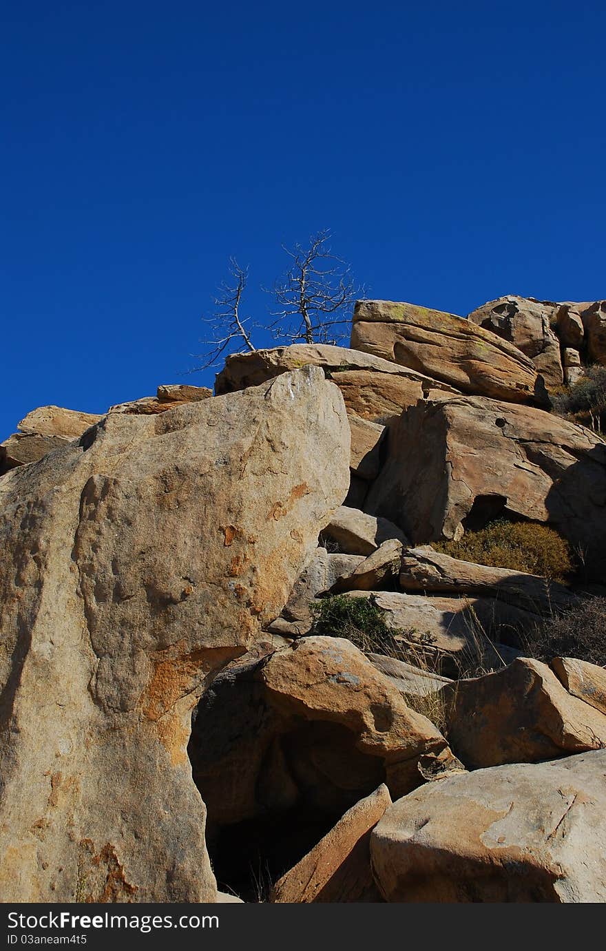 Desert Landscape, Boulders And Rocks