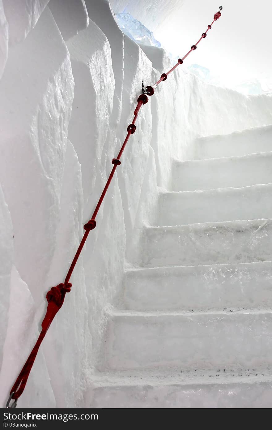 Ice and snow stairway