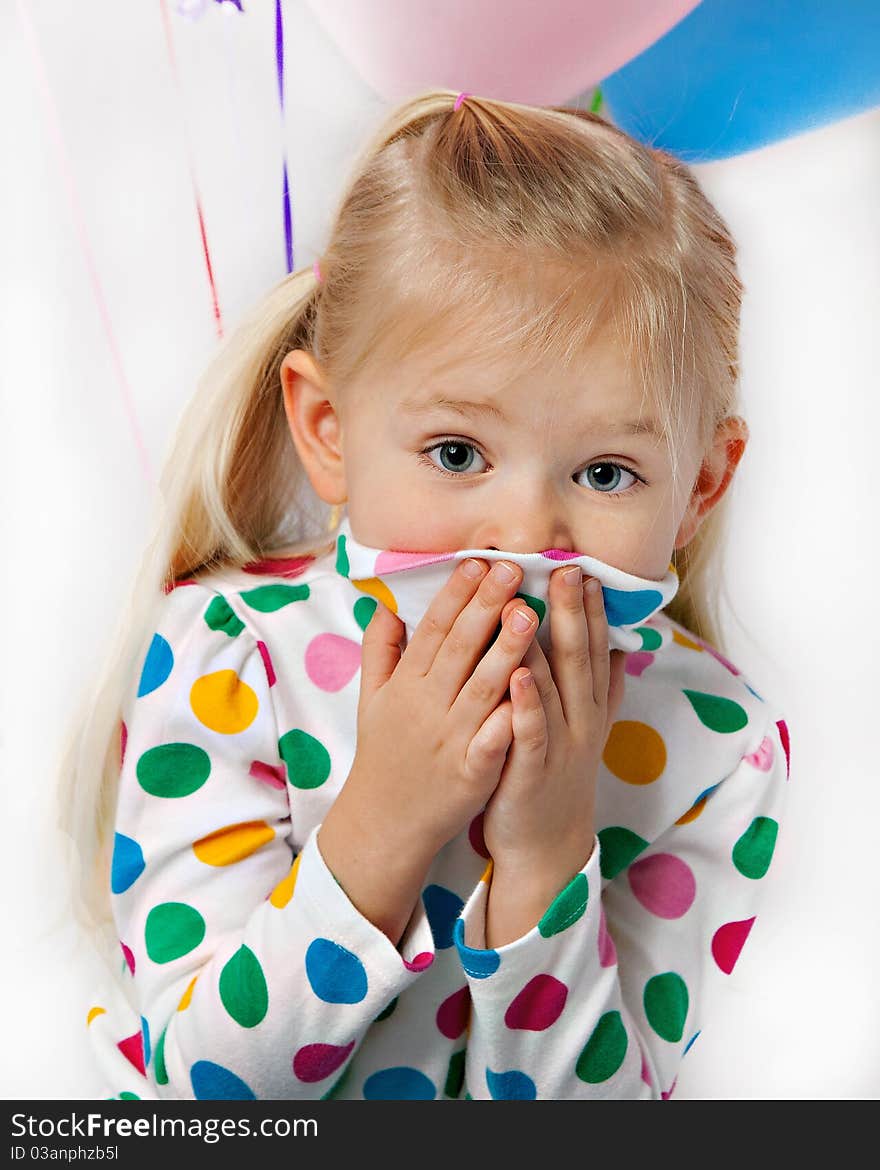 Blue-Eyed Girl with Balloons