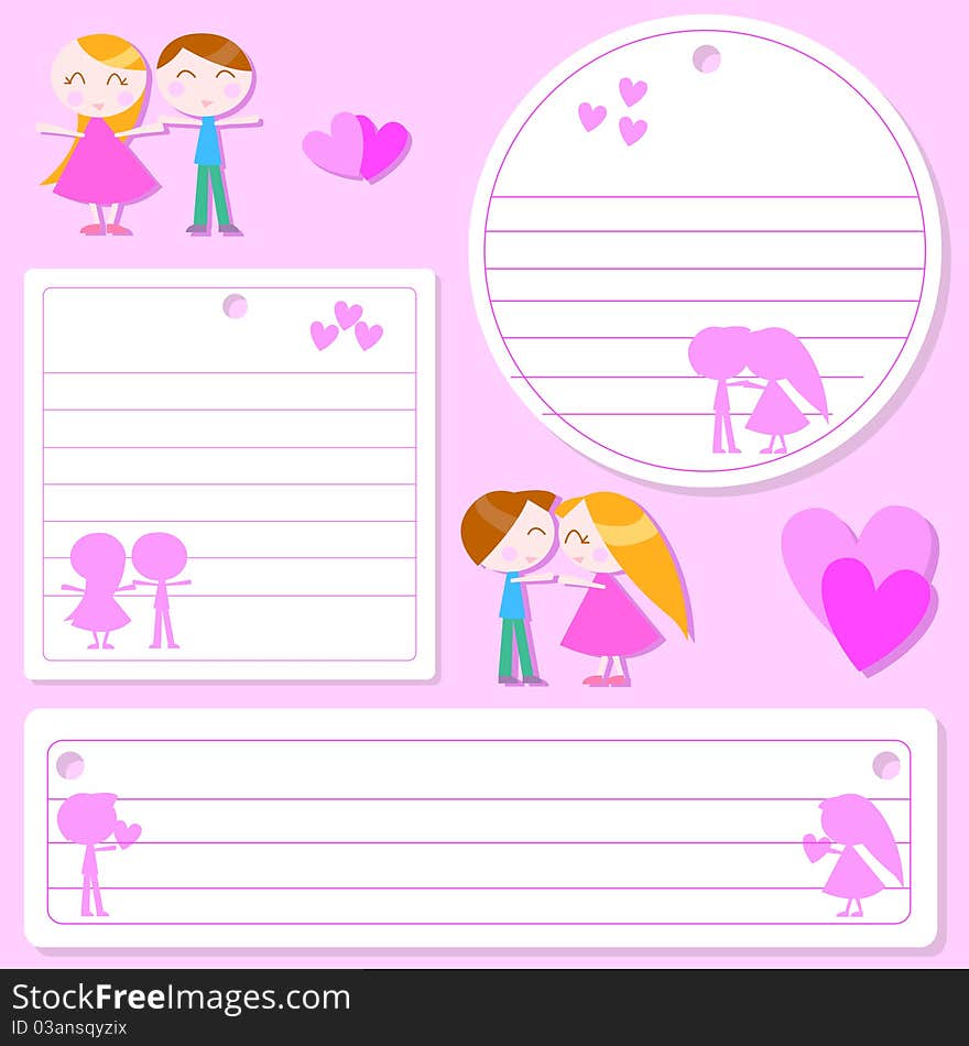 Set of love sticker vector