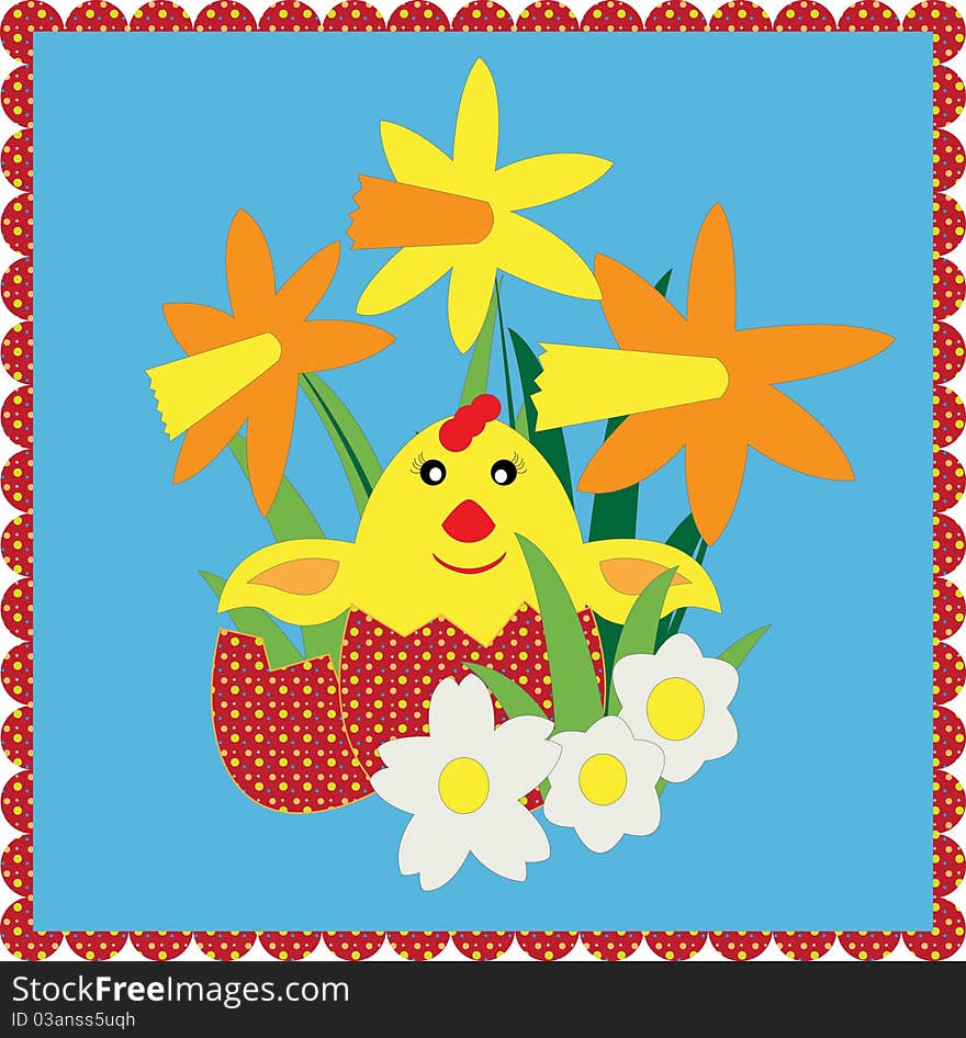 Easter chick in a daffodil