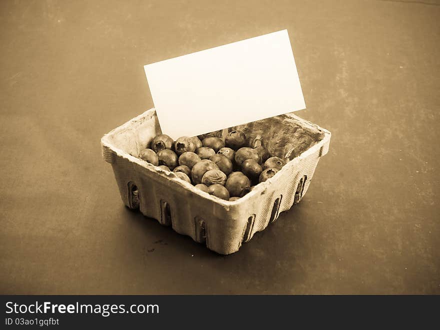 Selling Blueberries With Abstract Sepia Treatment For Mood