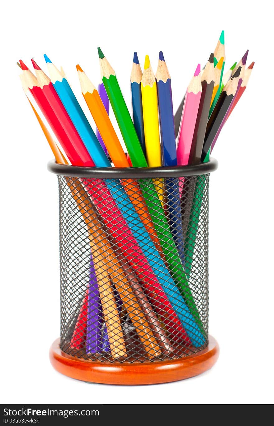 Colourful pencils isolated on the white