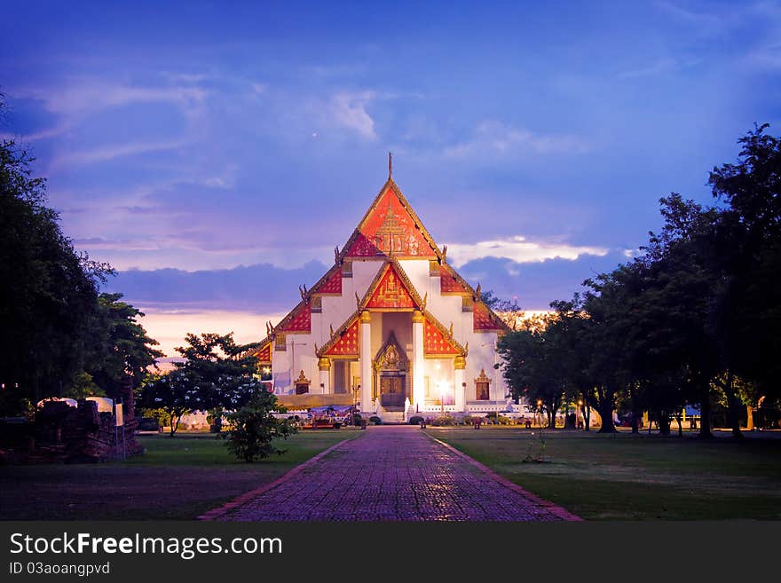 Mongkol bophit temple in Ayutthaya, Thailand