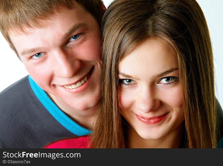 Portrait of a young couple in studio