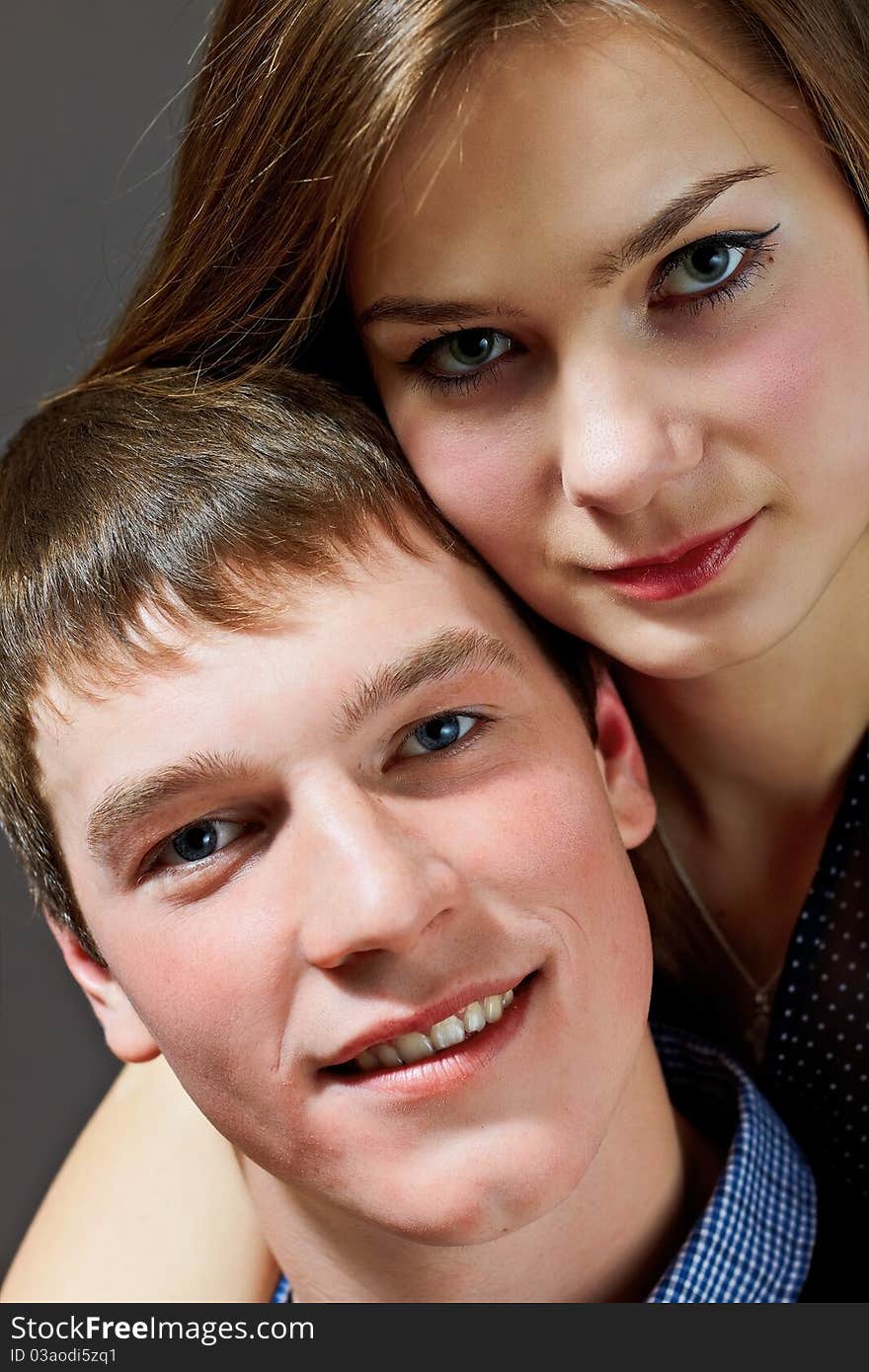 Portrait of a young couple in studio