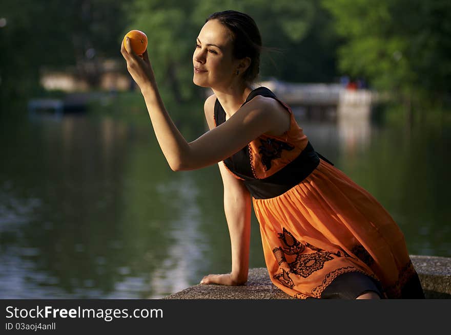 Girl and Mandarin Orange