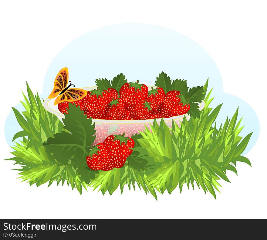 Bowl With Strawberries, Cdr Vector