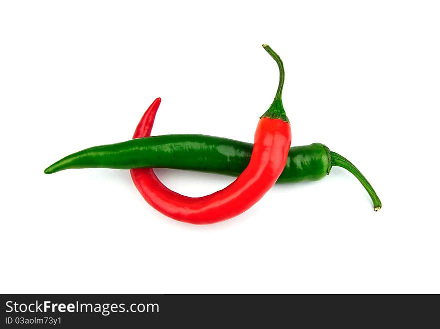 Green and red chili peppers as a sign. Green and red chili peppers as a sign.