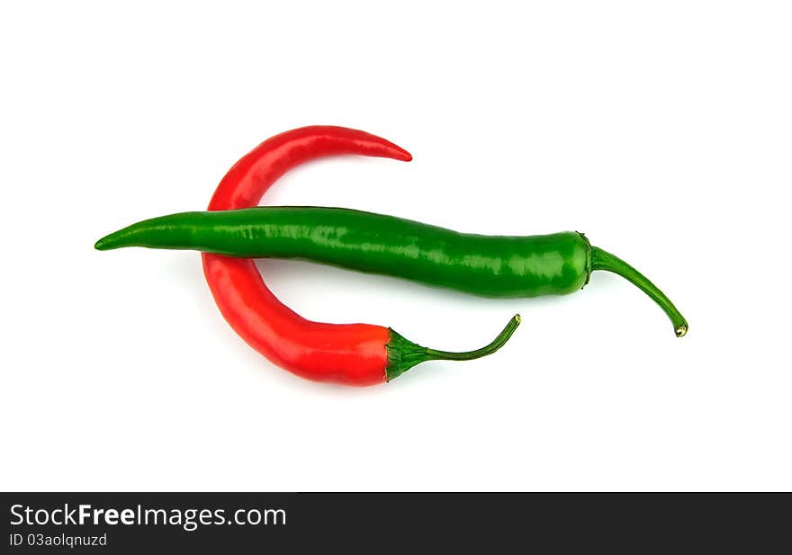 Green and red chili peppers as a sign. Green and red chili peppers as a sign.