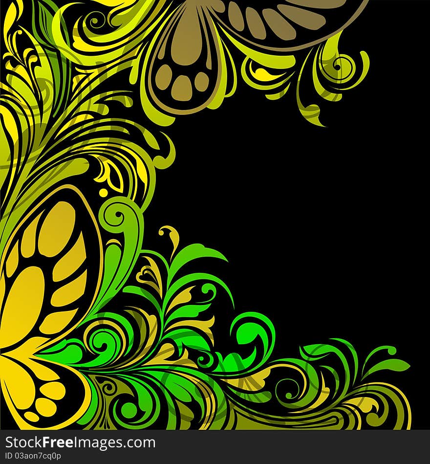 Color flower background with butterflies. Color flower background with butterflies