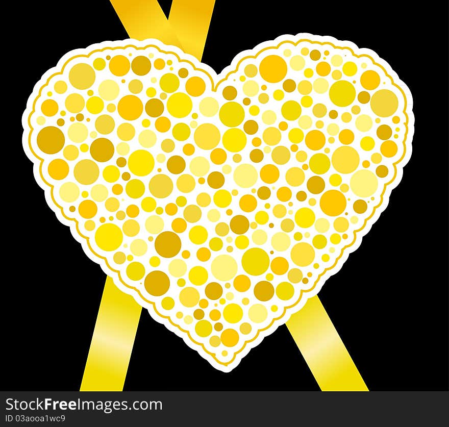 Illustration with yellow heart and ribbon