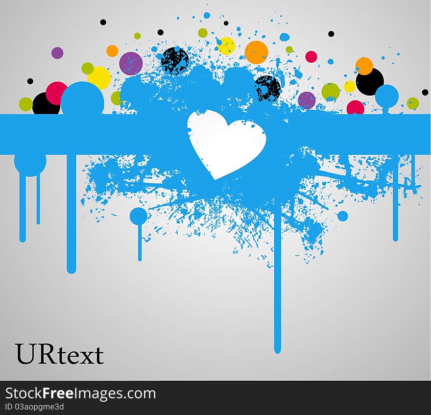 Illustration of blue heart stain and paint