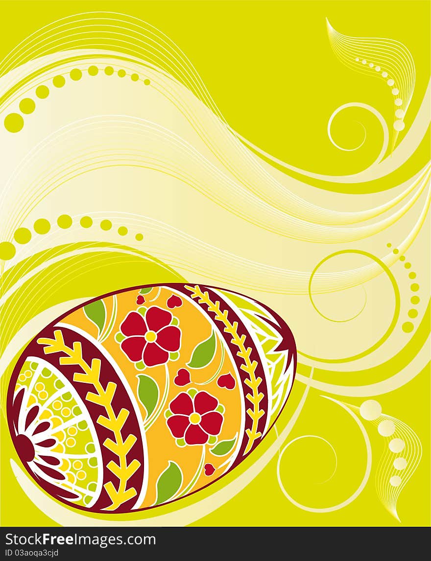 Easter greeting background with painted egg