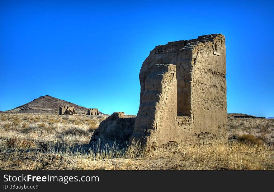 Crumbling Adobe Ruins at the Fort Churchill State Park in Northern Nevada. Crumbling Adobe Ruins at the Fort Churchill State Park in Northern Nevada