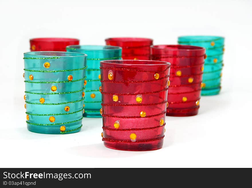 Red & Aqua Candleholders