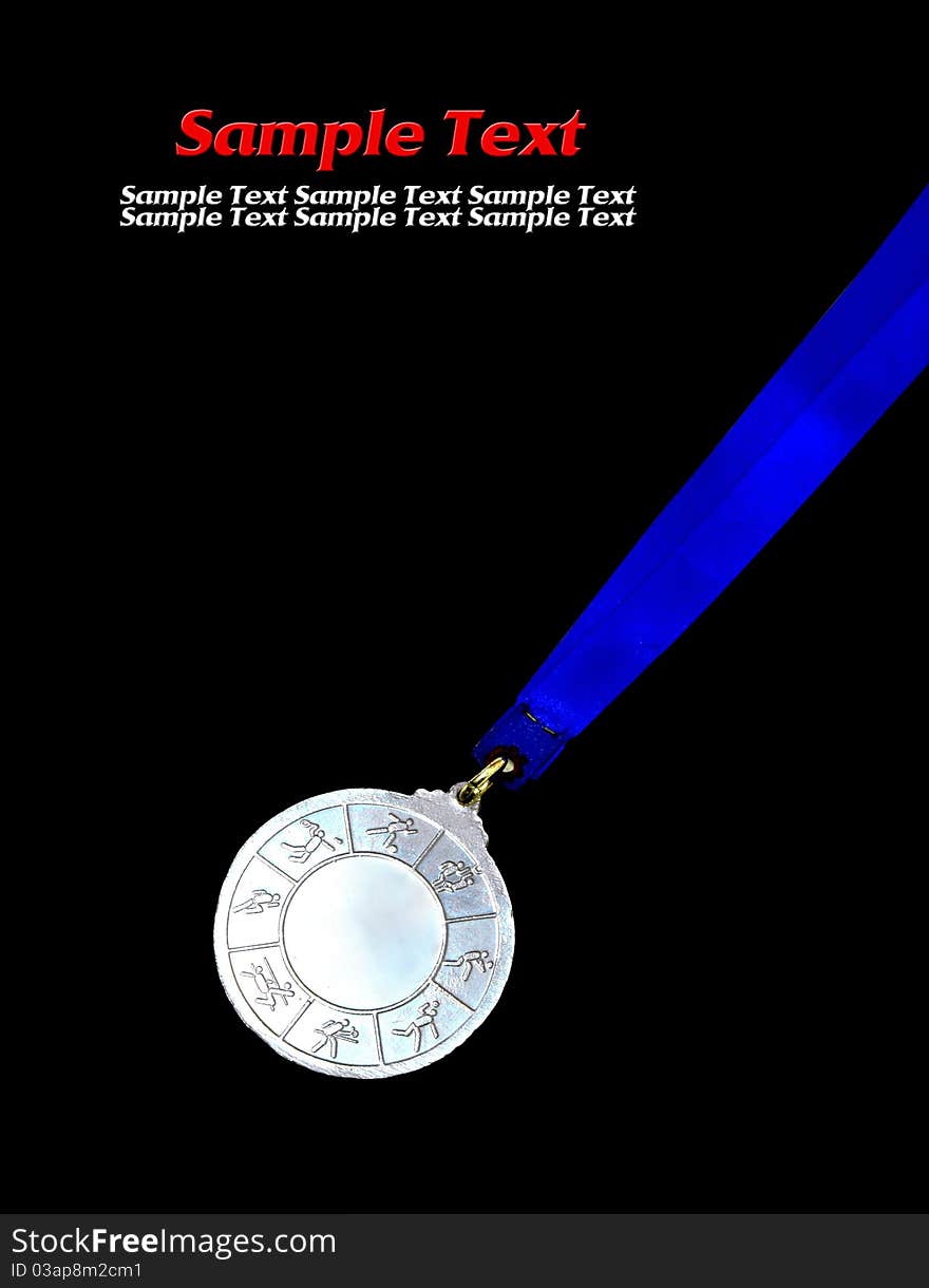 Silver plain metal medal  isolated