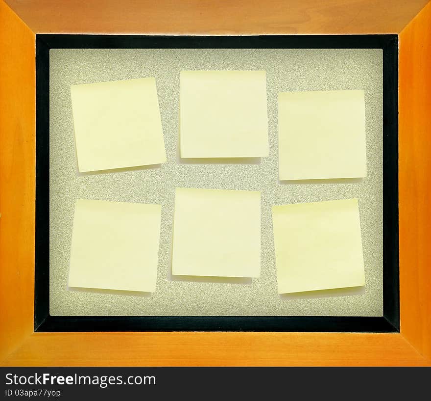 Yellow memo paper on cork board isolated for text and background. Yellow memo paper on cork board isolated for text and background