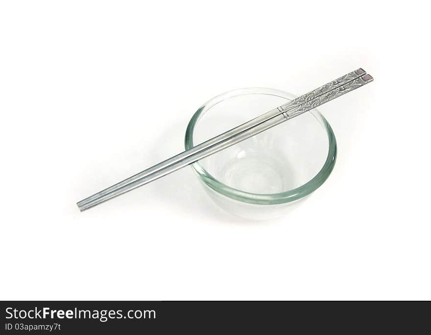 Bowl and chopsticks isolated