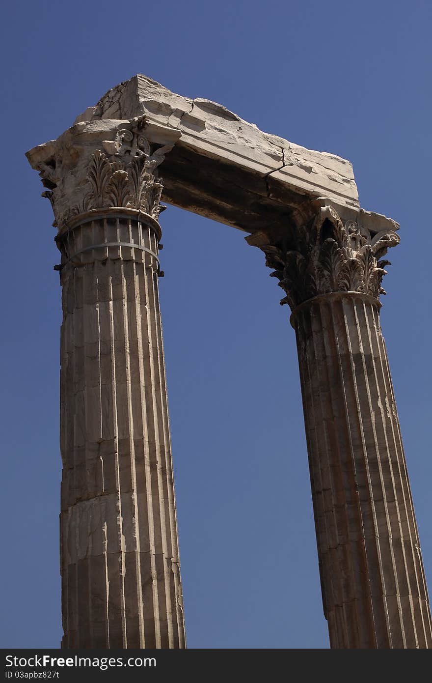 Temple of Olympian Zeus with its famous Corinthian columns located in Athens Greece