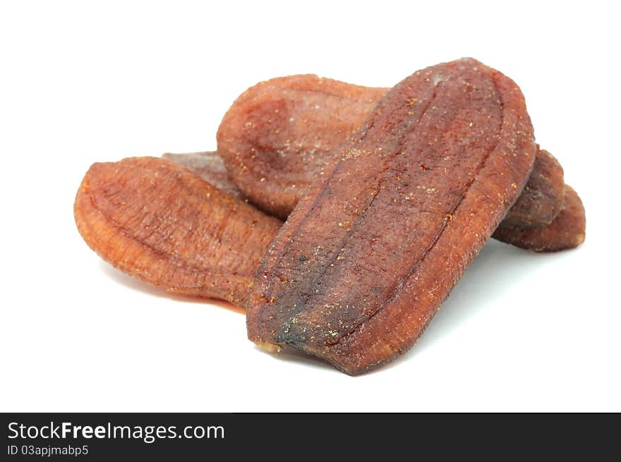 Dried Bananas Isolated on White Background