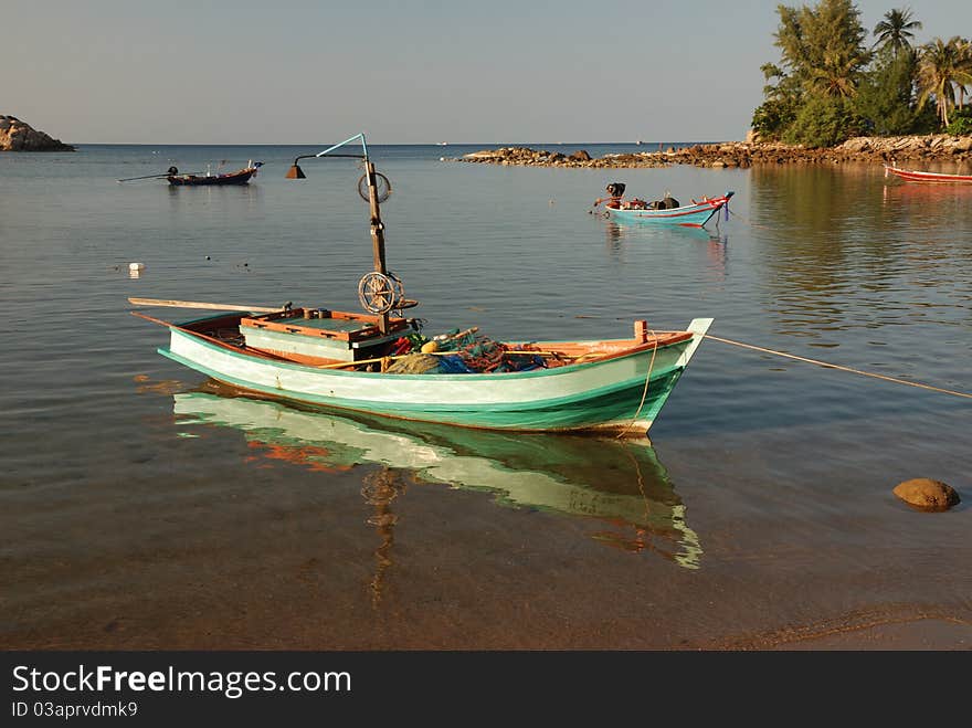 Fisherman boat at ko phangan bay. Fisherman boat at ko phangan bay.