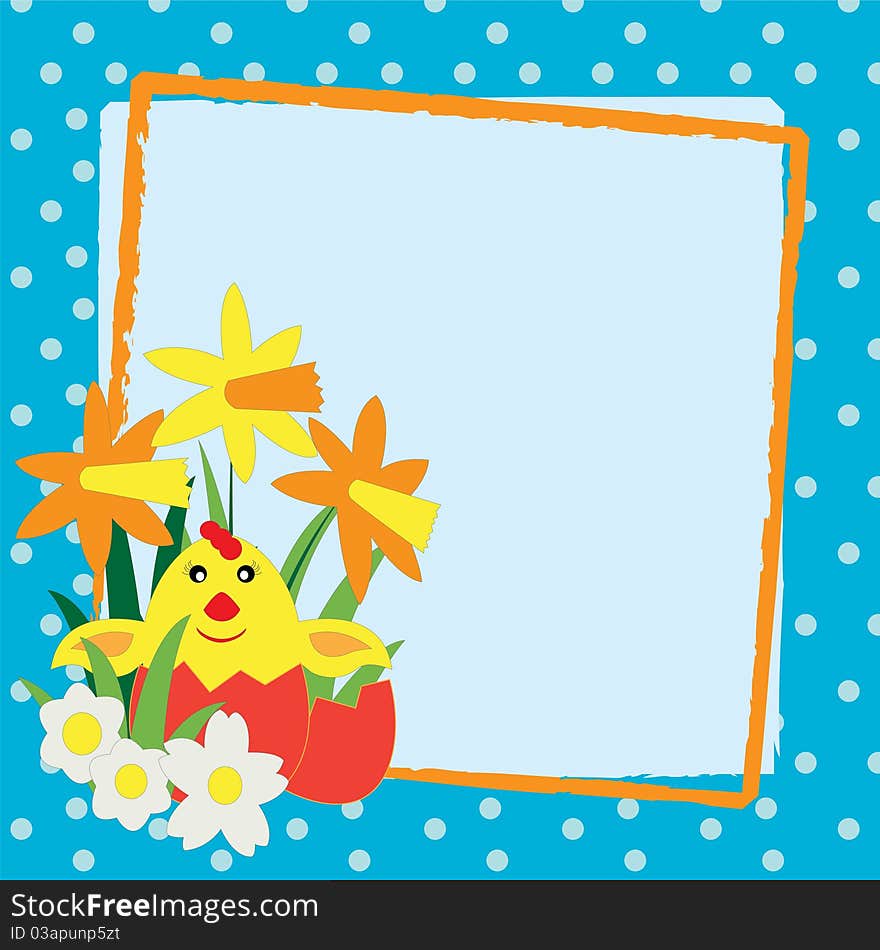 Easter frame with chick