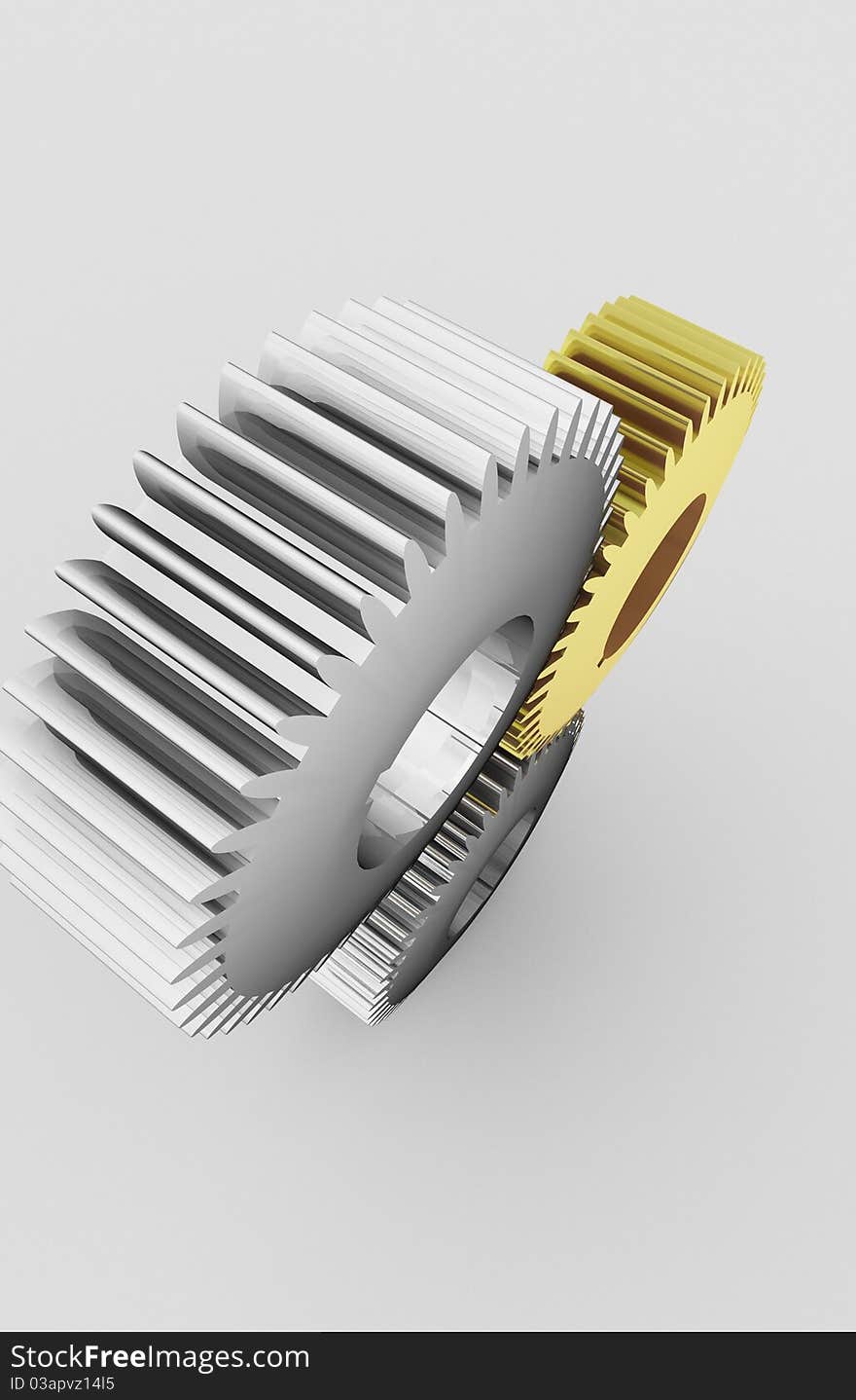 A group of 3d maded gears on a grey background.