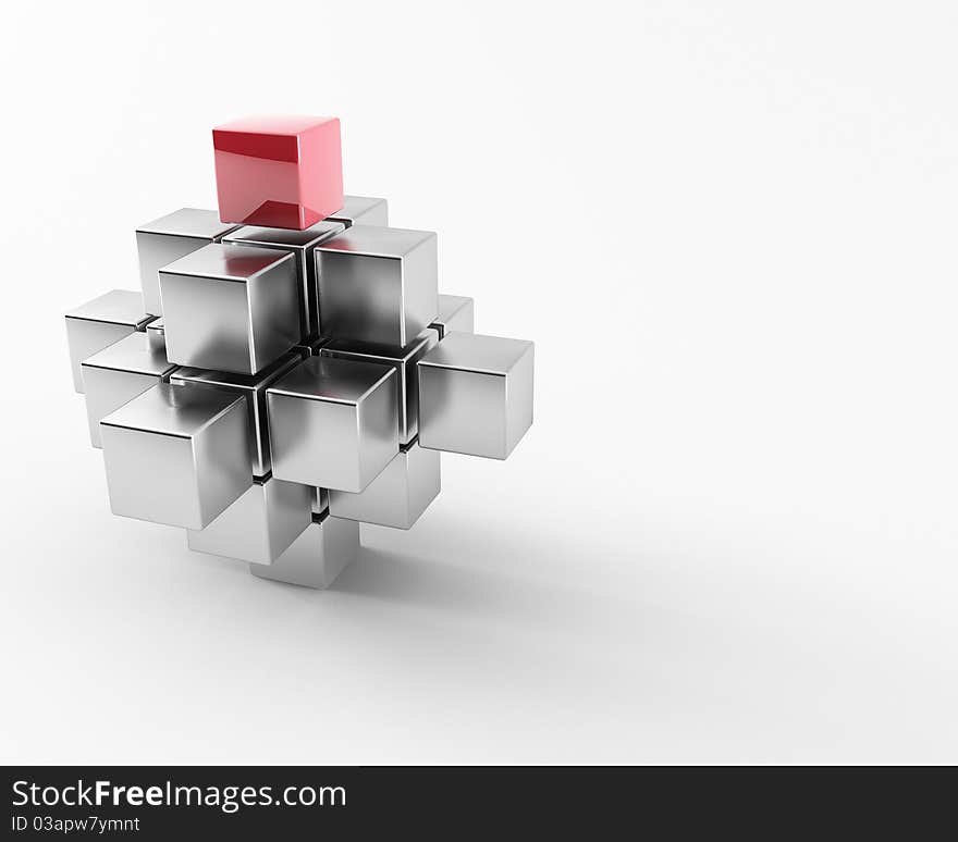 A group of cubes on a white background