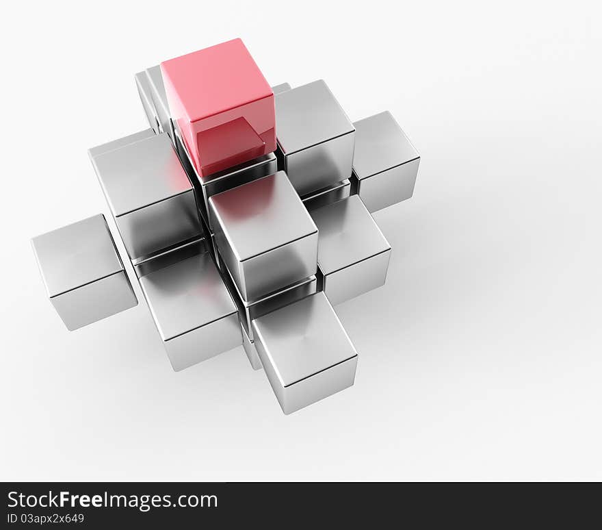 A group of cubes on a white background