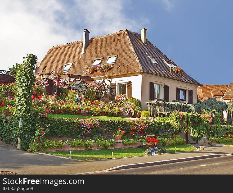 Country house. Alsace. France. Rural Landscape. Landscape Design