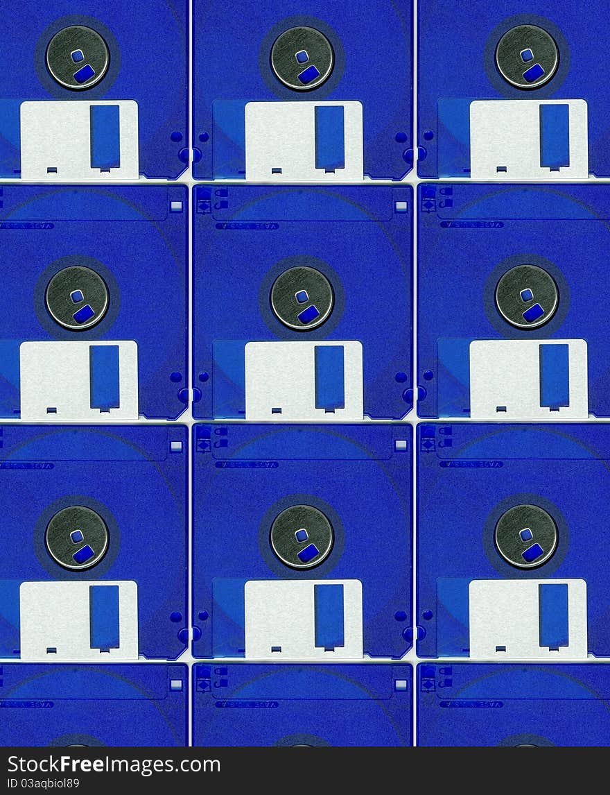 Blue collage whit micro floppy disc. Blue collage whit micro floppy disc