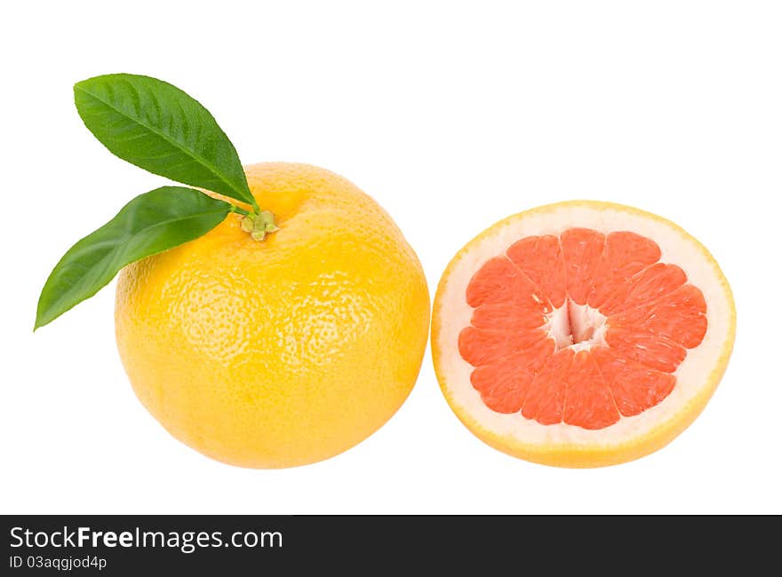 Close-up red grapefruit, isolated on white