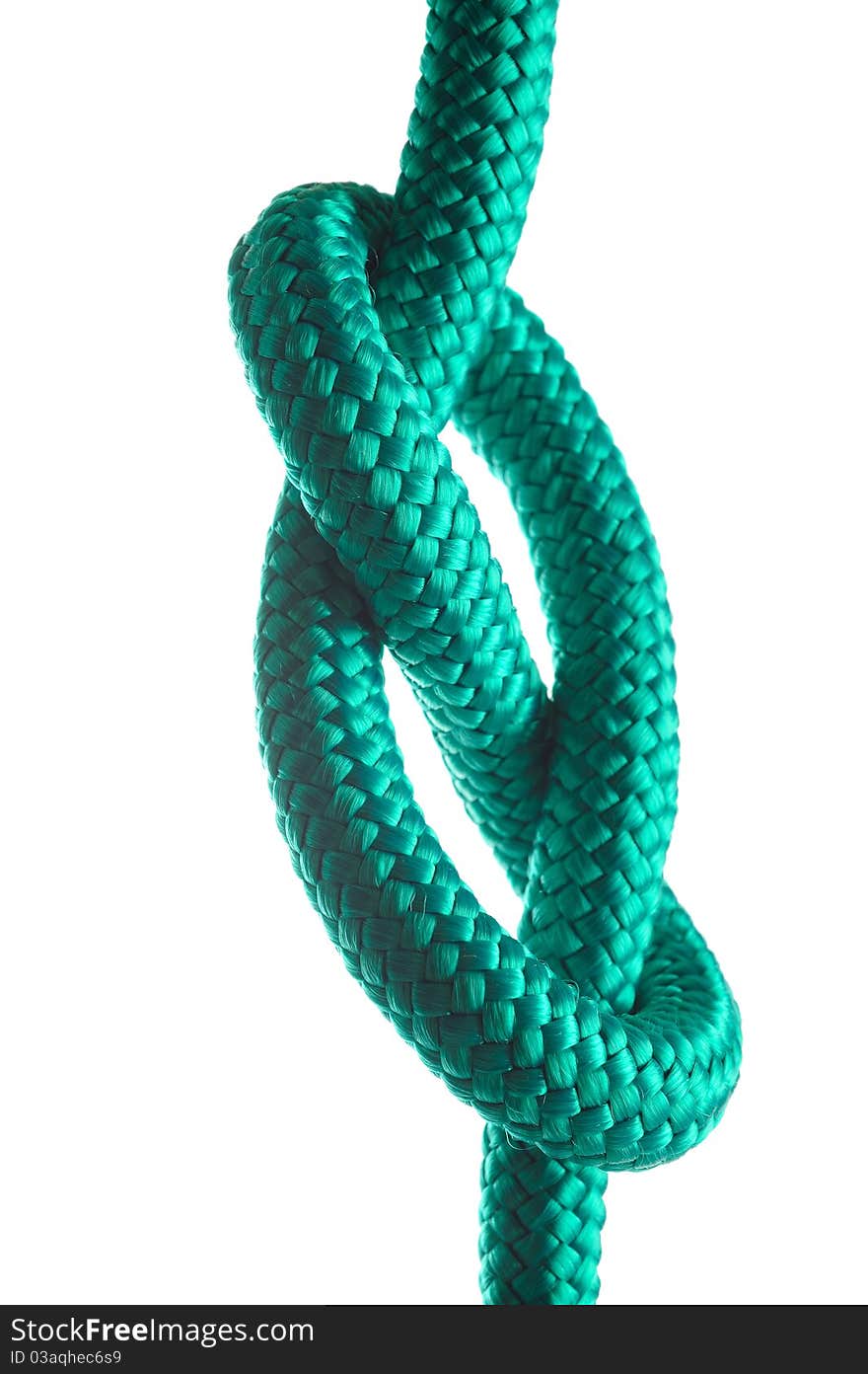 Rope with marine knot isolated on white background. Rope with marine knot isolated on white background