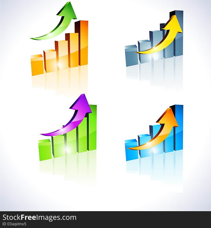 Vector illustration of bright 3d graph. Vector illustration of bright 3d graph.