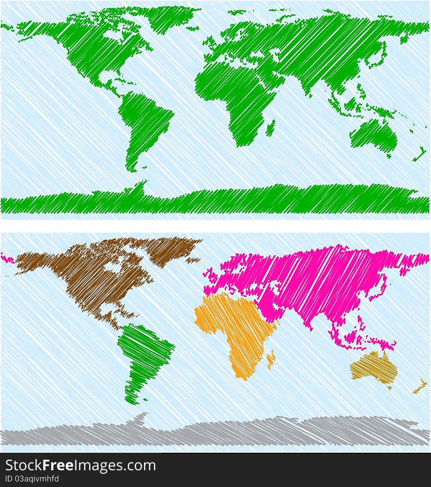 Scribbled sert of maps. Vector EPS8. Scribbled sert of maps. Vector EPS8.