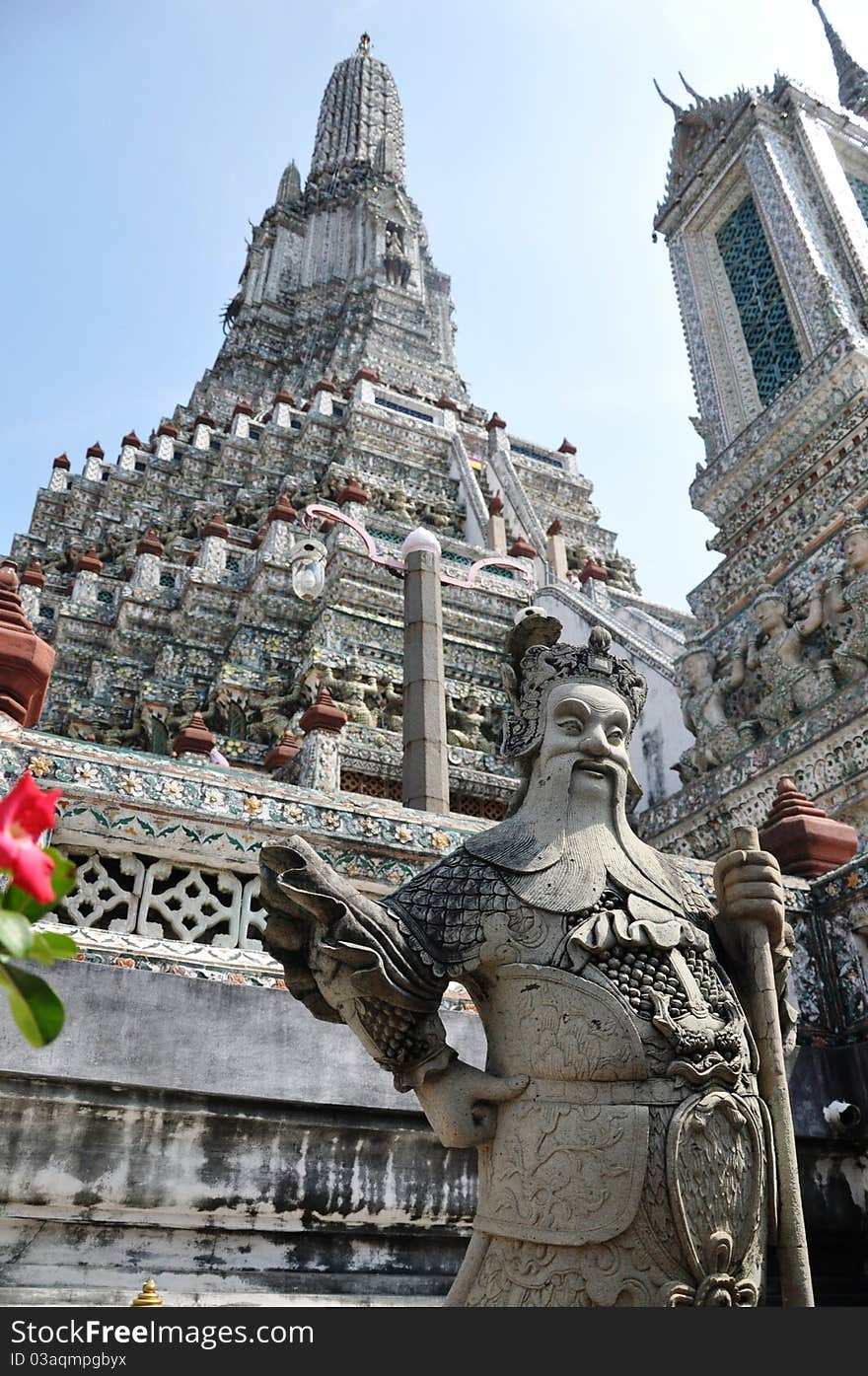 Chinese guardian statue, Wat Arun, Temple of Dawn, Bangkok, Thailand. Chinese guardian statue, Wat Arun, Temple of Dawn, Bangkok, Thailand.