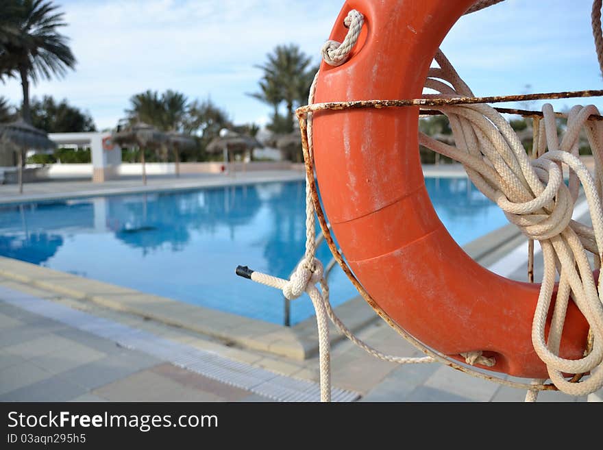 Life buoy at swimming pool in tunisia