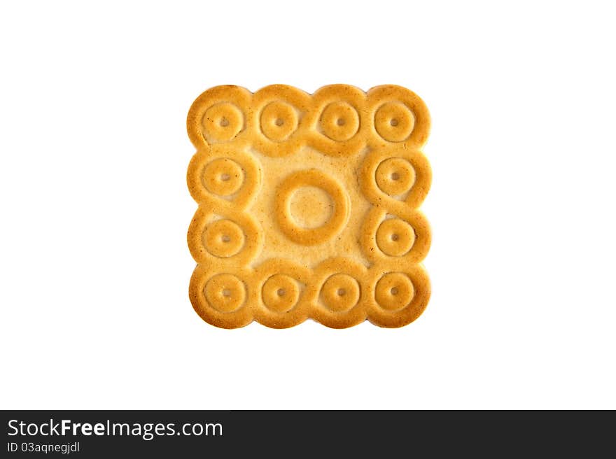 Orange traditional biscuit, isolated on white background