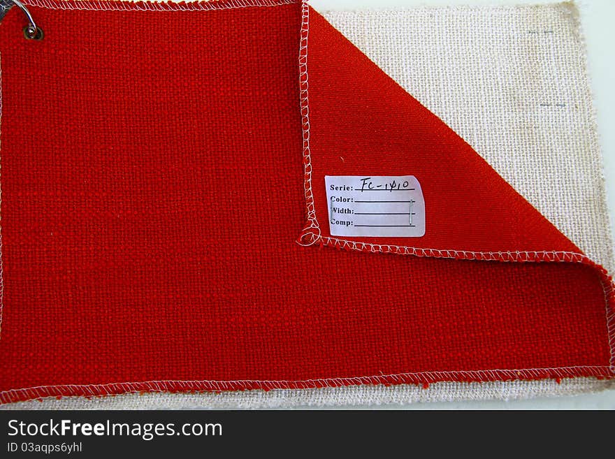 Red and white fabric in factory