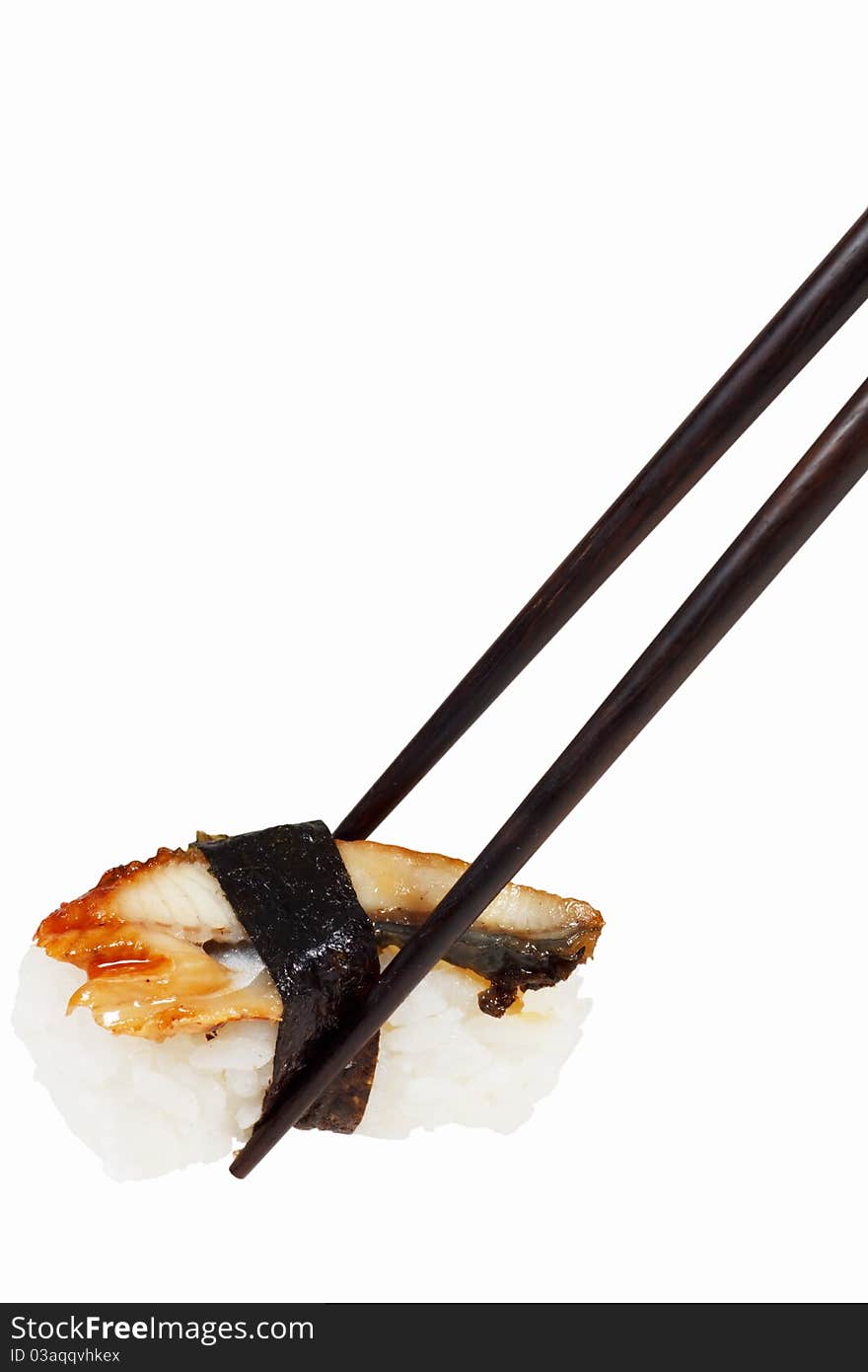 Japanese Sushi Ready To Eat With Chopsticks