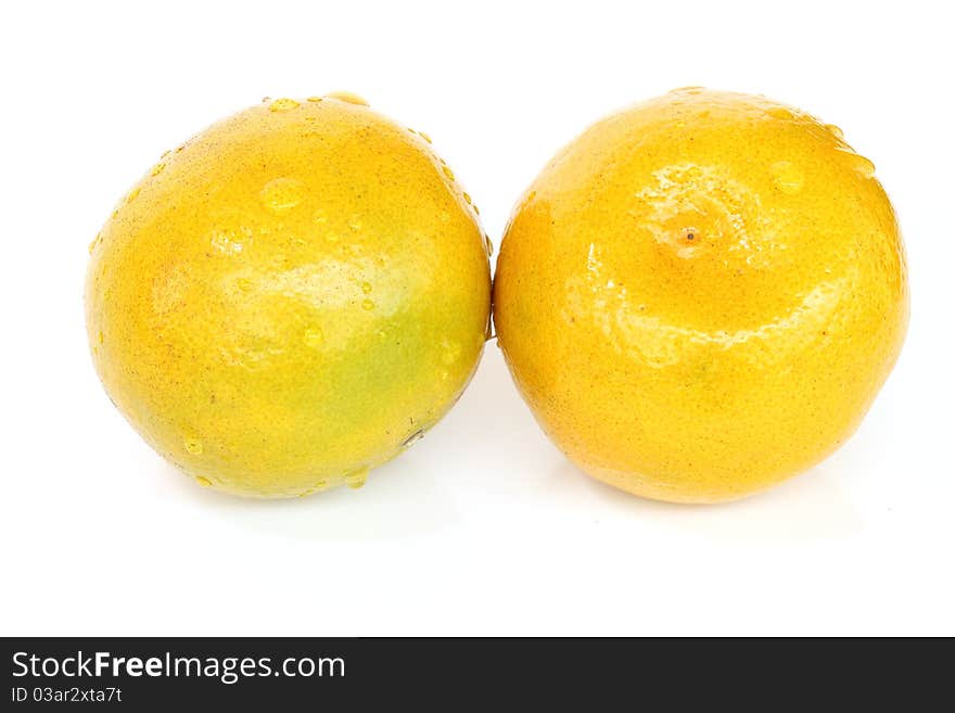 Two orange on white background