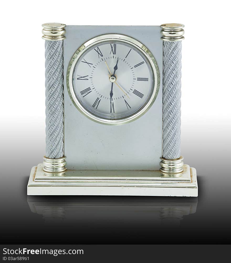 Old time analog clock on white background