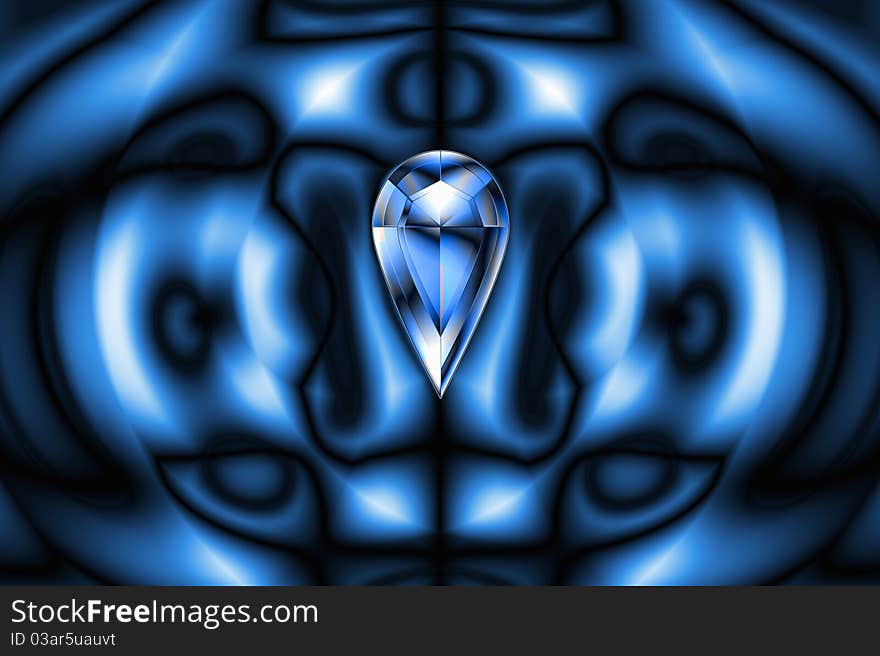 Blue abstract design with drop diamond. Blue abstract design with drop diamond