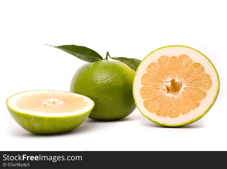 Juicy grapefruit isolated on a white background.