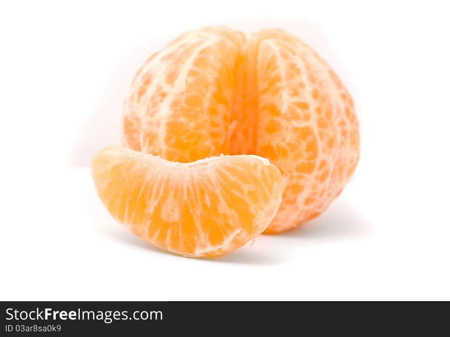 Juicy tangerine on a white background