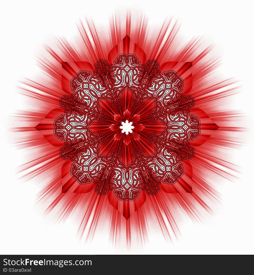 Star red corona ornamental tile illustration. Star red corona ornamental tile illustration