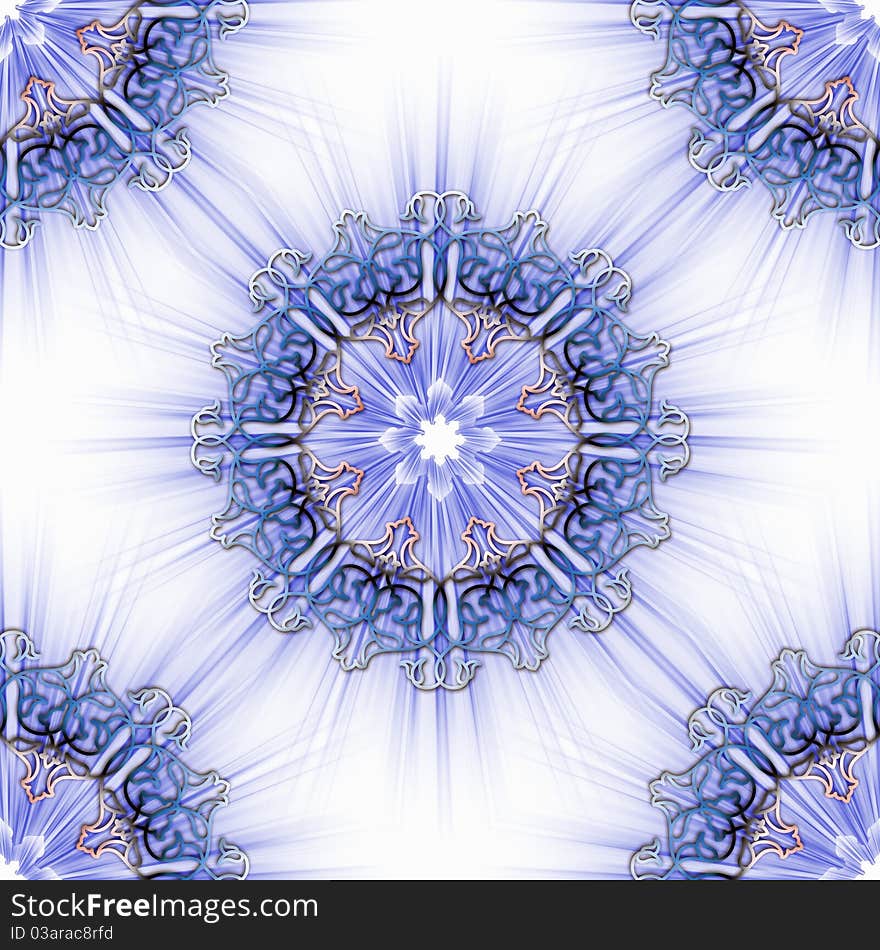 Blue star ornamental tile illustration